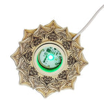lampe décorative artisanale bois motif floral gravé or blanc vert bleu rouge