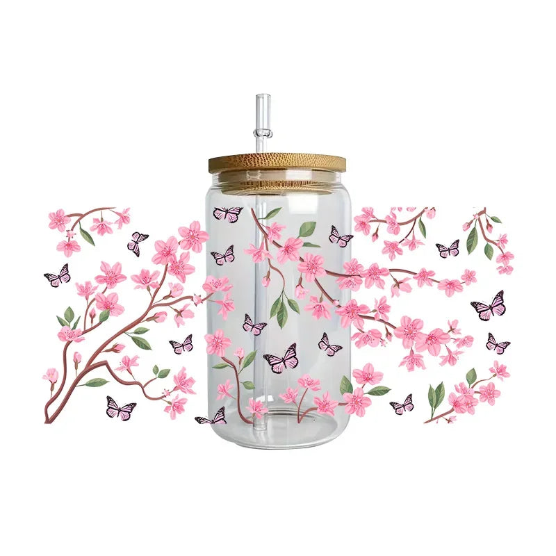 autocollants papillons fleurs tasse imperméable adhésif floral transparent amerique bricolage