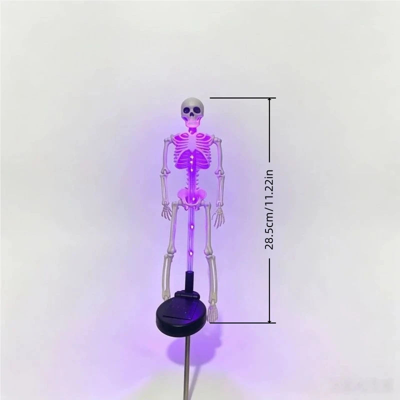 éclairage solaire squelette violet orange halloween jardin moderne translucide led allée festive