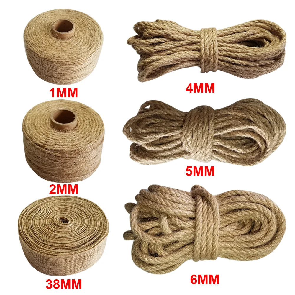 corde chanvre marron texture tissée haute ténacité naturelle rustique décoration artisanat DIY 1mm 2mm
