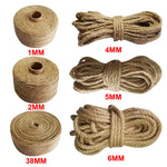 corde chanvre marron texture tissée haute ténacité naturelle rustique décoration artisanat DIY 1mm 2mm