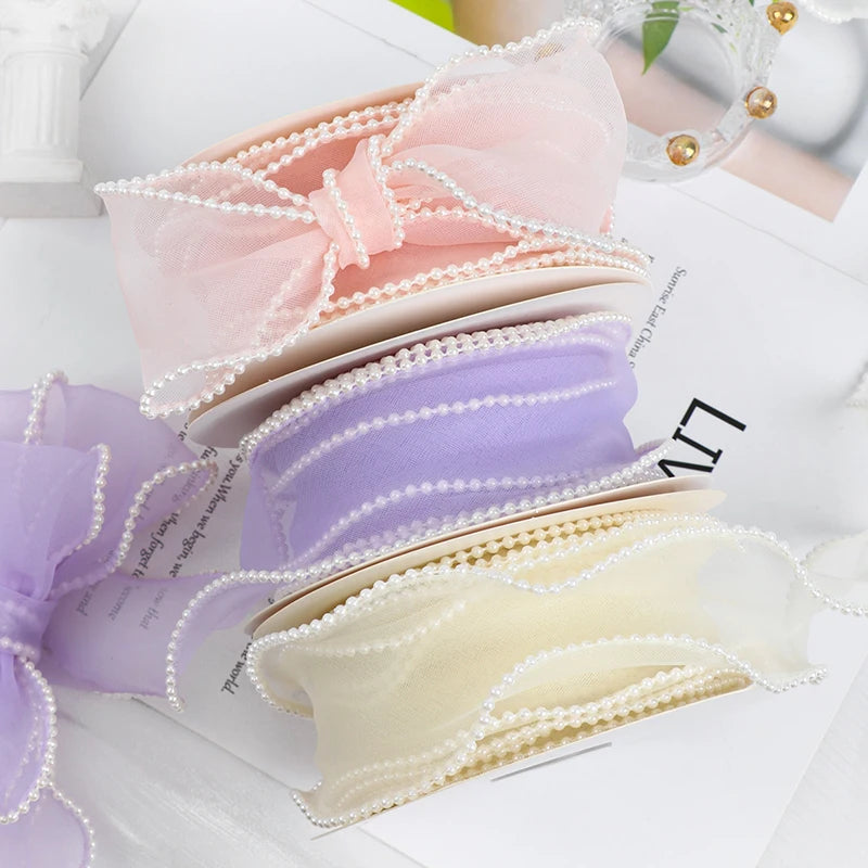 rubans décoratifs organza bleu clair rose violet vert blanc rubans pliés nœuds mariage fiançailles