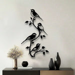 décoration murale oiseaux silhouettes feuilles métal noir blanc minimaliste nature