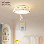 lampe moderne enfantine nuages ours rubans lapin blanc bleu rouge beige