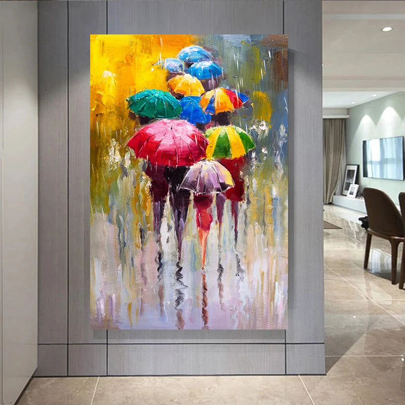 peinture abstraite moderne multicolore impression toile cadre noir décoration salon chambre enfant bar