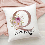 taie d'oreiller motif floral rose lettres initiales respectueux environnement moderne blanc