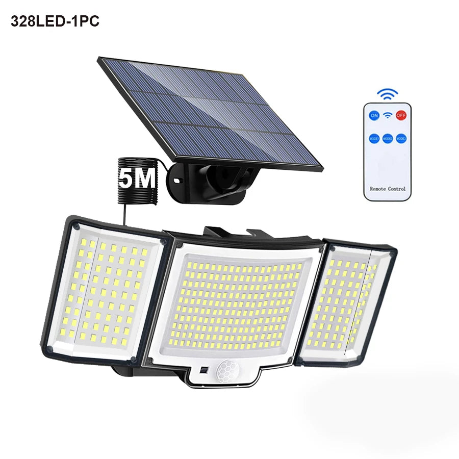 lampe solaire détecteur mouvement 348 led moderne étanche ip65 abs noir blanc télécommande clips