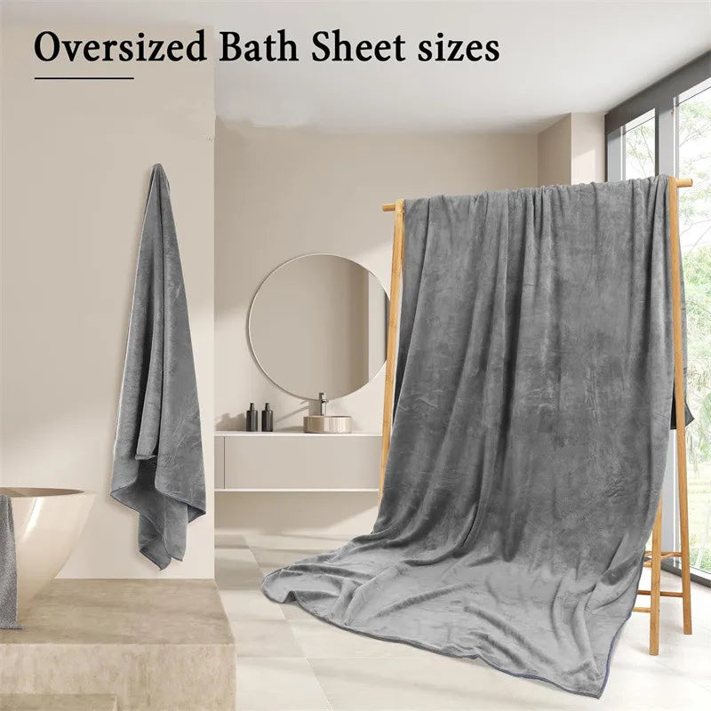serviette bain microfibre absorption rapide séchage rapide serviette rectangulaire gris foncé texture douce moderne