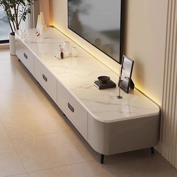 meuble tv salon moderne bois gris marbre blanc tiroirs scandinave support télévision large
