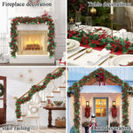 guirlande noël baies rouges feuilles vertes décoration intérieure noël traditionnelle festive adhésive naturelle artificielle