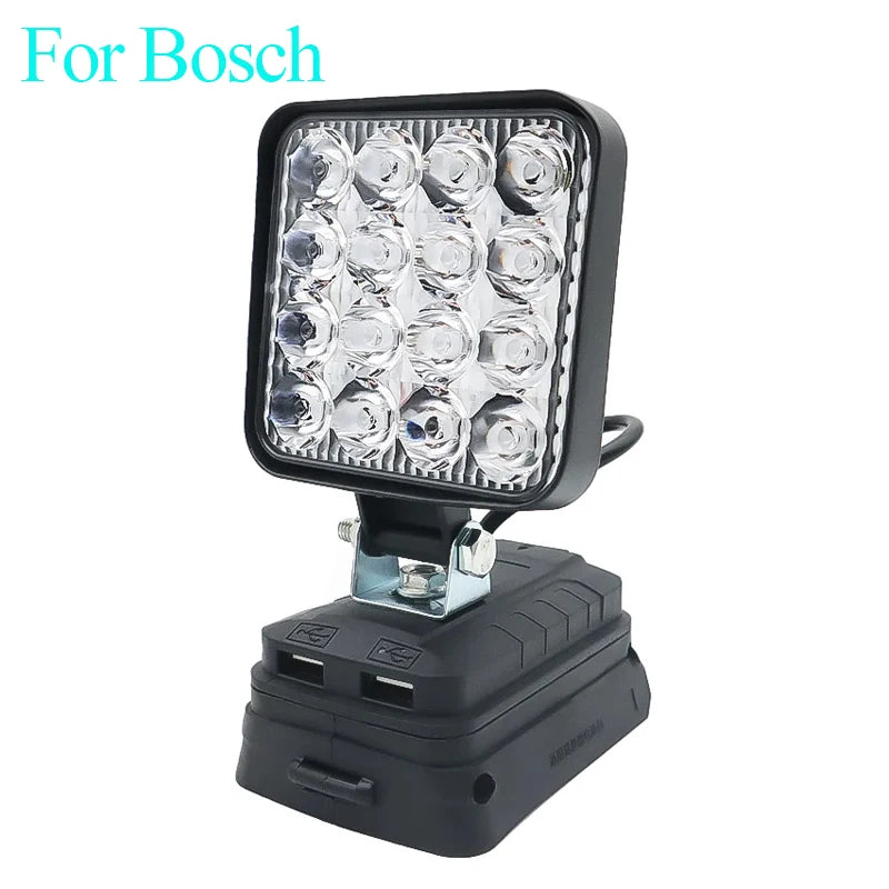 lampe travail led rechargeable batterie lithium portable compact noire jaune rouge moderne