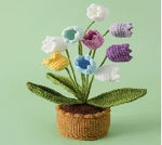 décoration maison bouquet fleurs crochetées pots couleur rose fleur miniature décorative champêtre artisanal