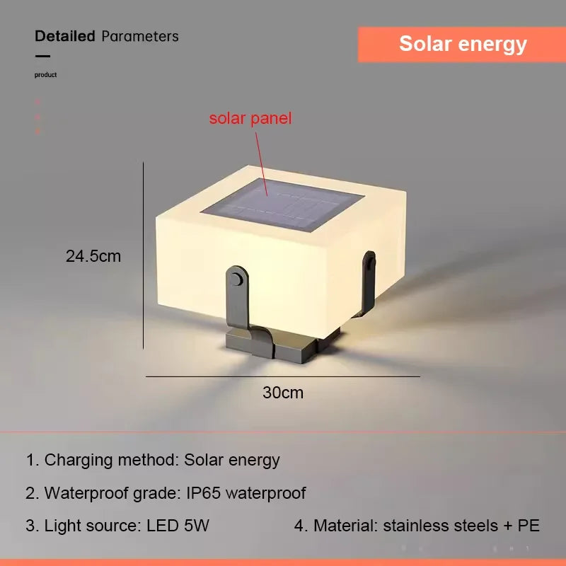 lampe solaire extérieure ip55 led contemporaine minimaliste blanc doré noir
