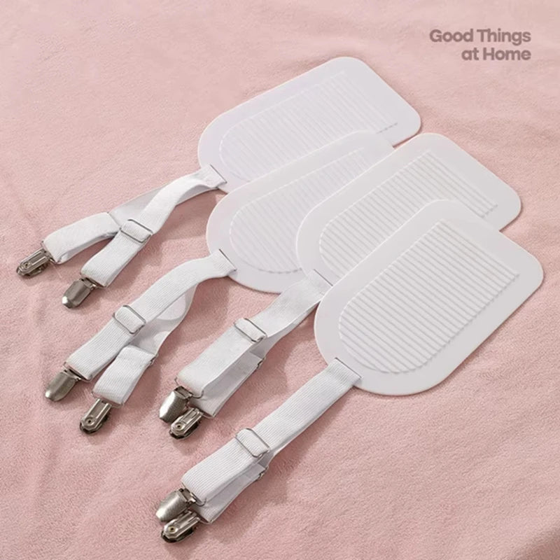 attaches drap réglables sangles élastiques clips métalliques plaques blanches modernes minimalistes