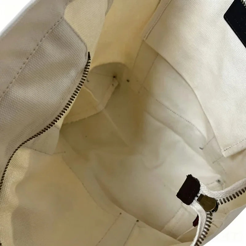sac main toile beige bleu marine ours motif casual fermeture glissière portable quotidien travaux