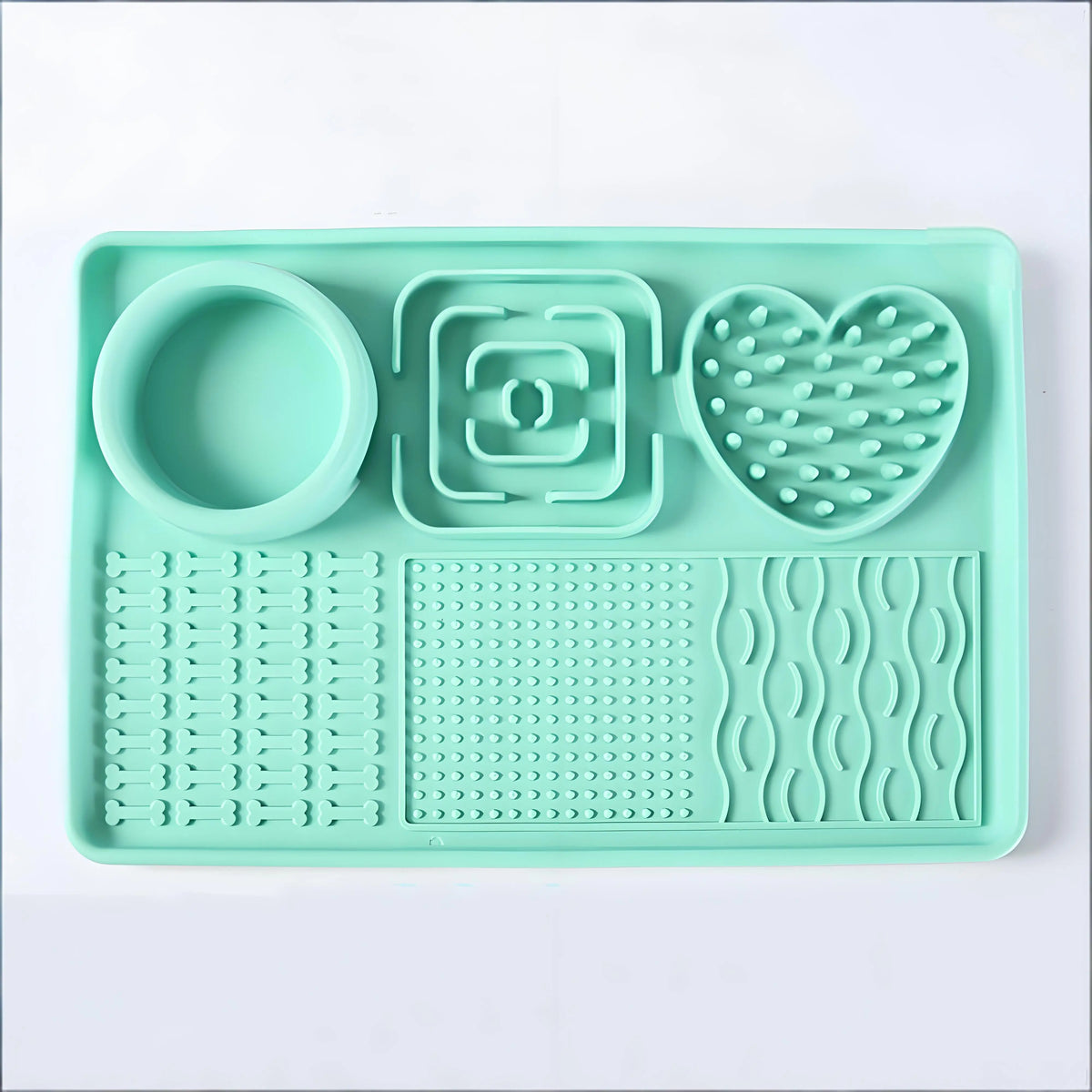assiette chien moderne assortiment motifs vert pastel gris rose imperméable silicone