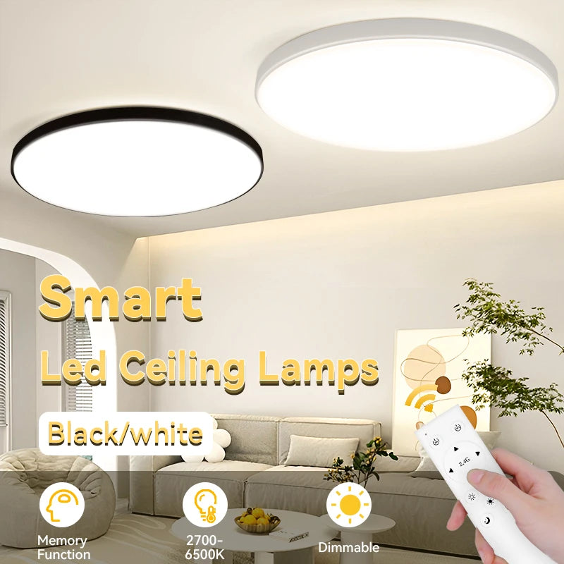 lampe led moderne télécommande fonction mémoire 2700 6500k noir blanc