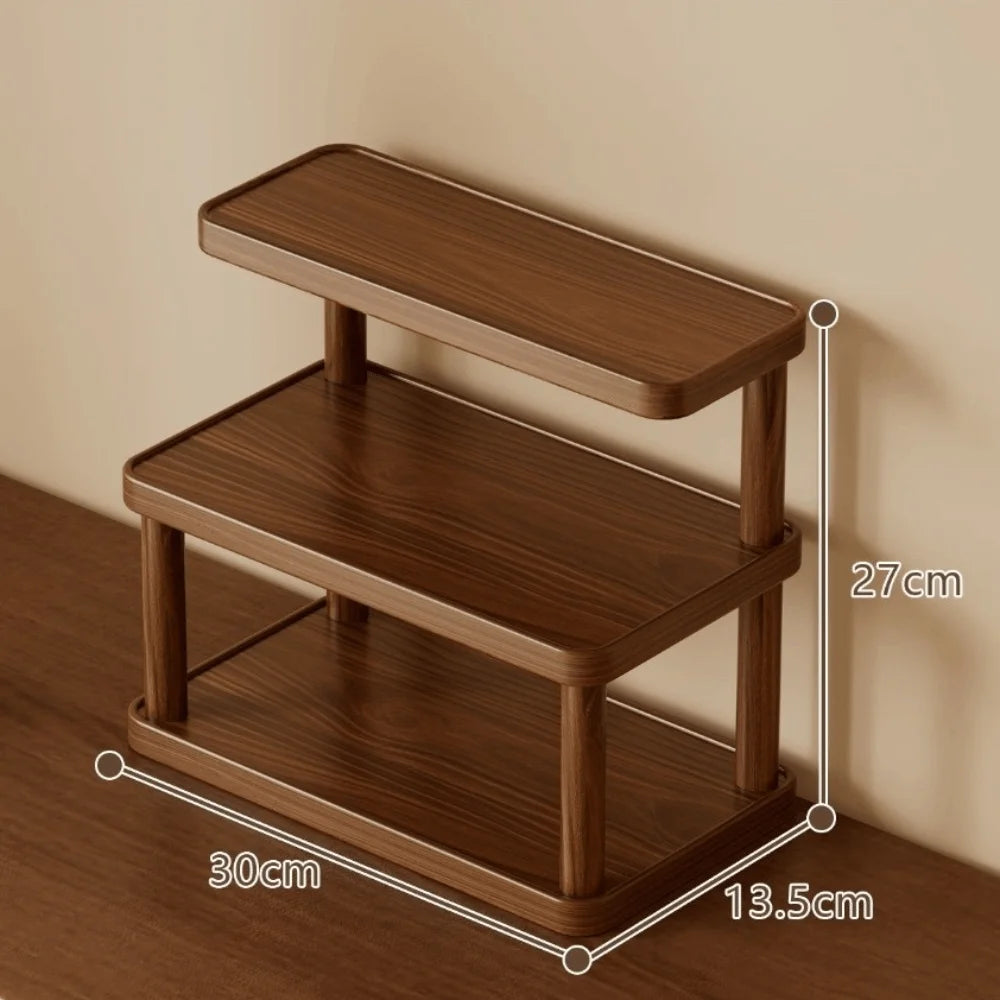 porte tasses réutilisable étagère bois moderne niveaux marron clair tasses pots thé économie espace