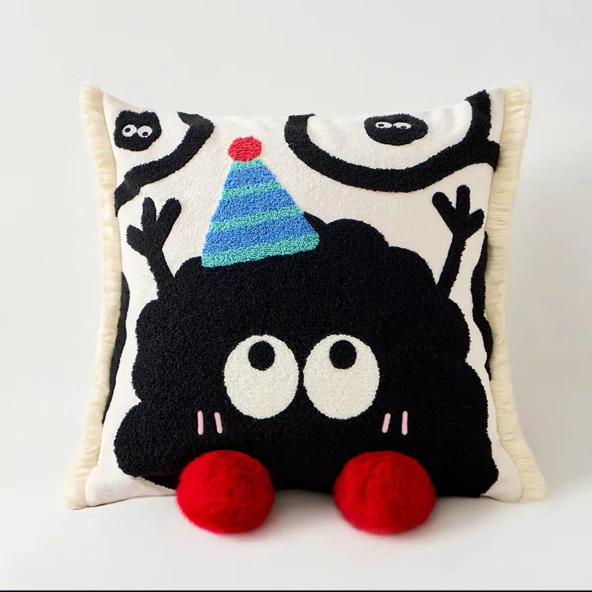 coussin carré 45x45cm motif animaux noir blanc cartoon amovible lavable