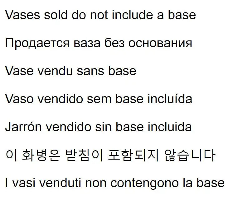Les vases vendus ne comprennent pas de base.