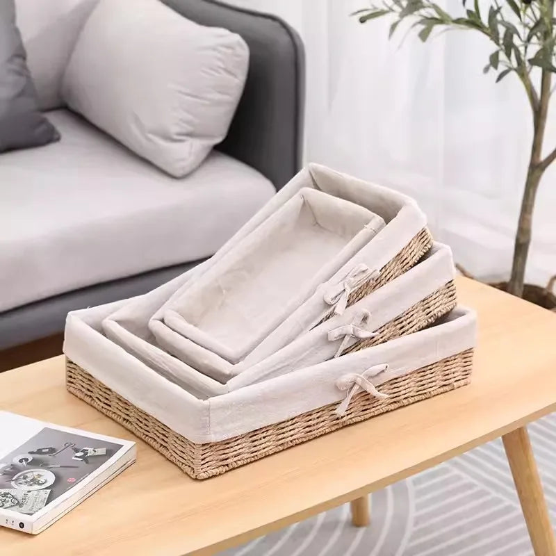 paniers rangement tissus corde tressée boho chic naturel beige écologique rustique