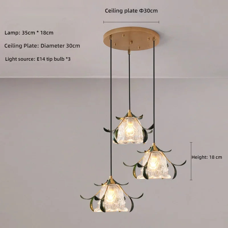suspension lumineuse led transparente fleurs stylisées moderne vintage chambre restaurant