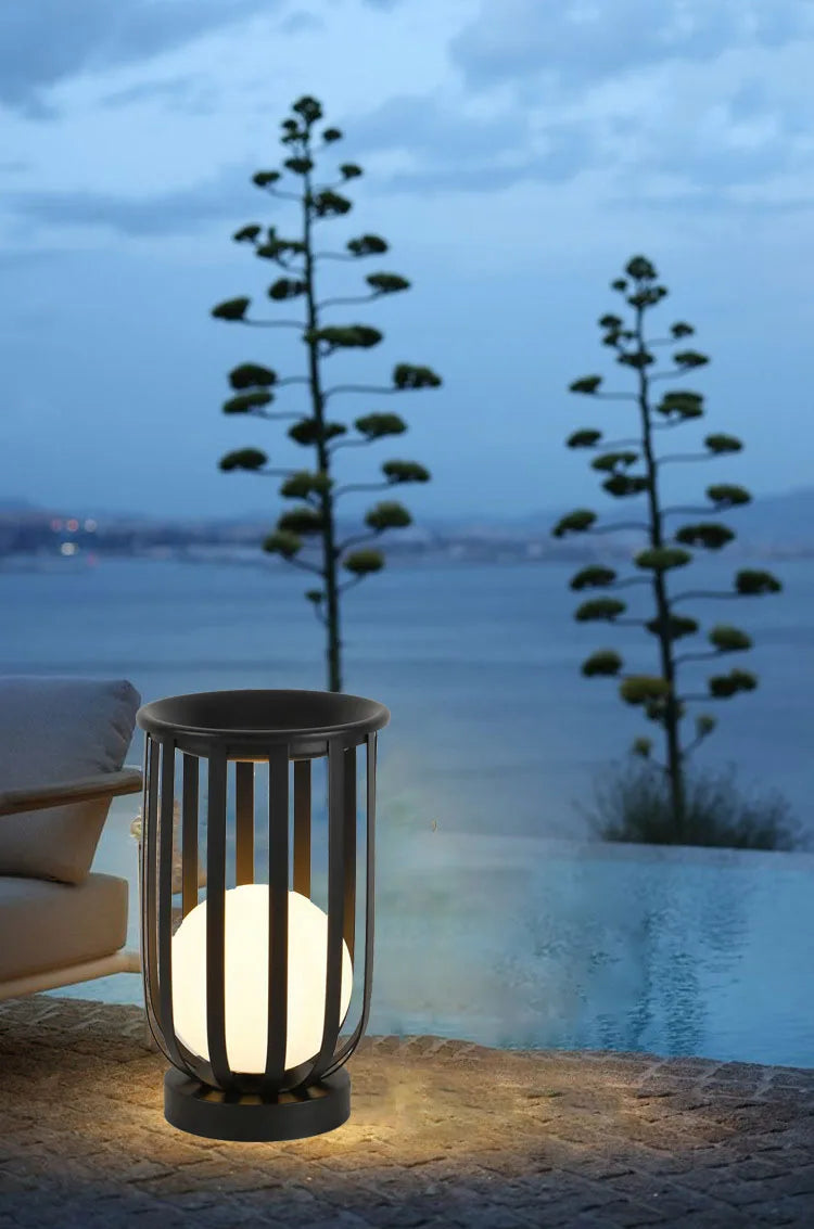 lampe solaire moderne noir rayures verticales ip65 led