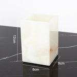 ensemble salle bain marbre onyx blanc distributeur savon porte brosse dents plateau luxe