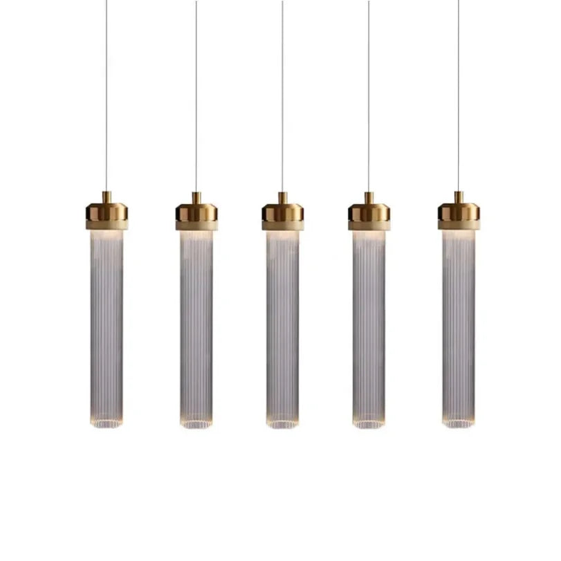 pendentif led moderne verre transparent strié salon chambre doré minimaliste suspension câble fin