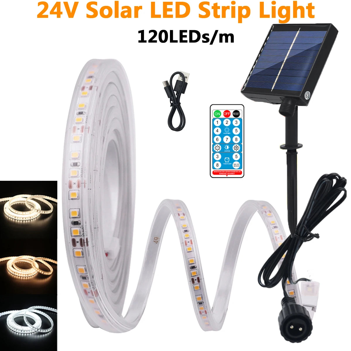 ruban led solaire flexible blanc moderne clips contrôleur panneau solaire étanche ip67