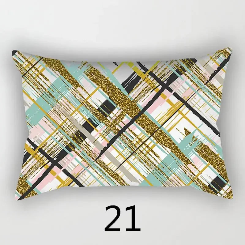 taie d'oreiller rectangulaire 30x50cm housse coussin décoration moderne motif abstrait coton polyester