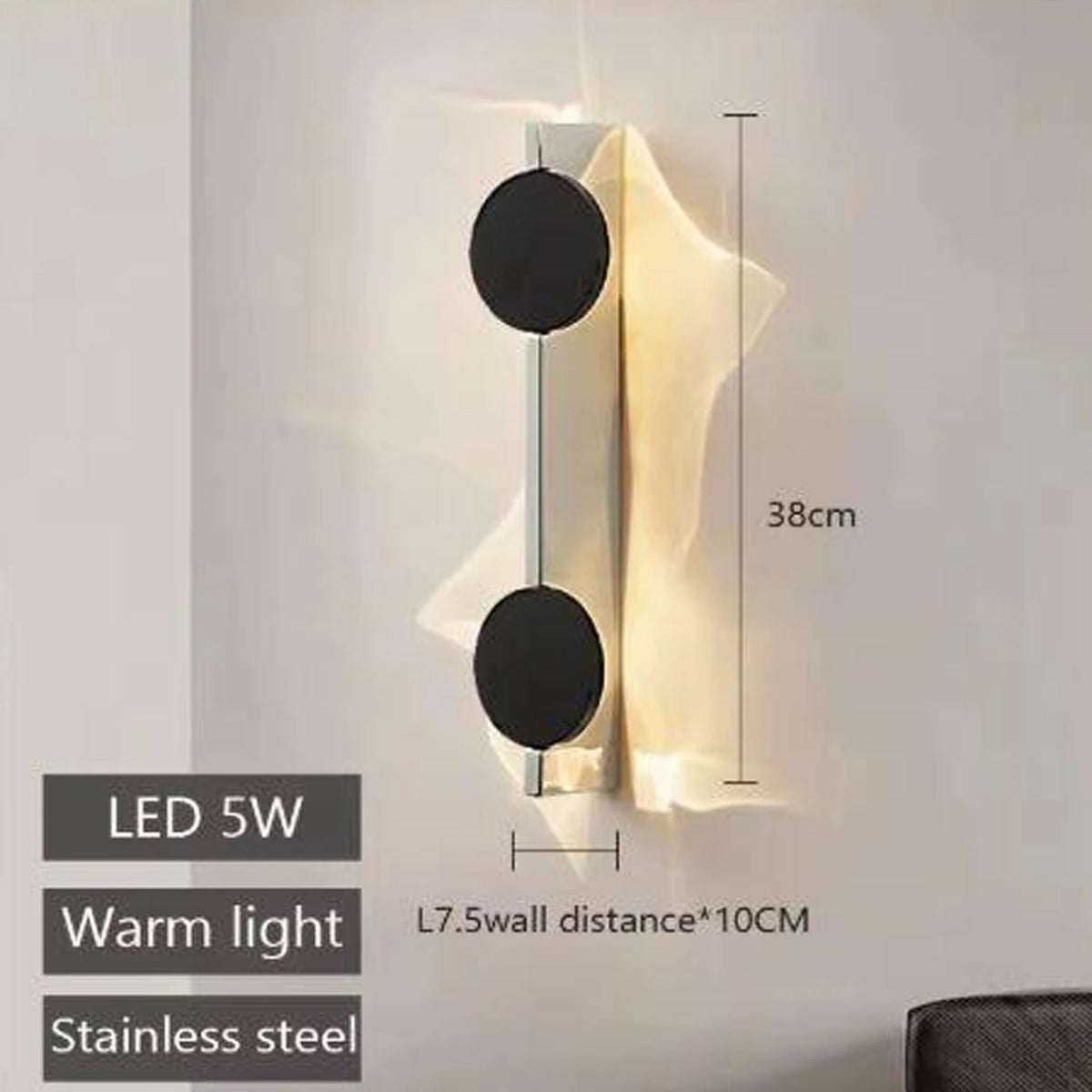 lampe murale moderne minimaliste led noir argenté éclairage quotidien fixée mur artistique