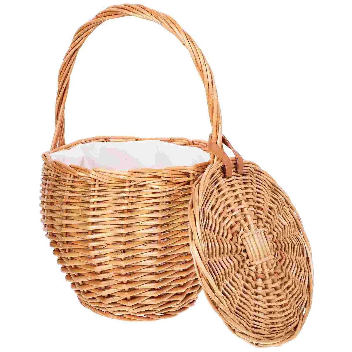 panier osier portable couvercle tressé rustique décoration fruits fleurs storage multifonctionnel