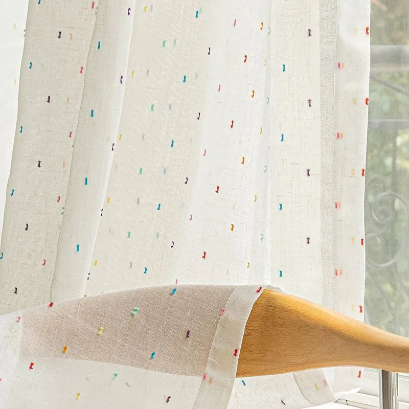 rideau polyester translucide motifs colorés moderne minimaliste maison