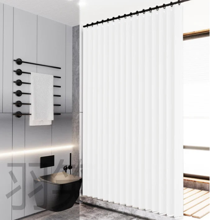 rideau douche moderne blanc noir texturé rayures verticales opacité chambre bain respectueux environnement