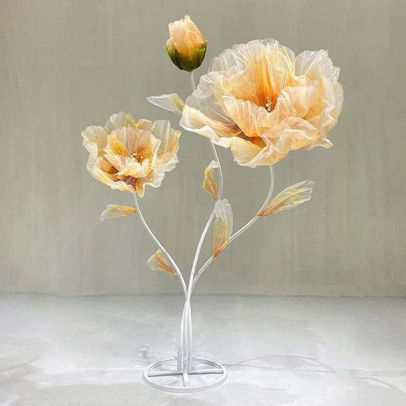 décoration mariage fleurs artificielles roses décoratives extérieur intérieur orange violet rose bleu semi transparents