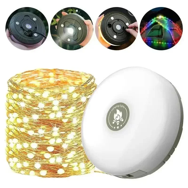 lampe camping led guirlande deco 10m cable rechargeable emergency vert rougeextérieur tente chambreABS métal