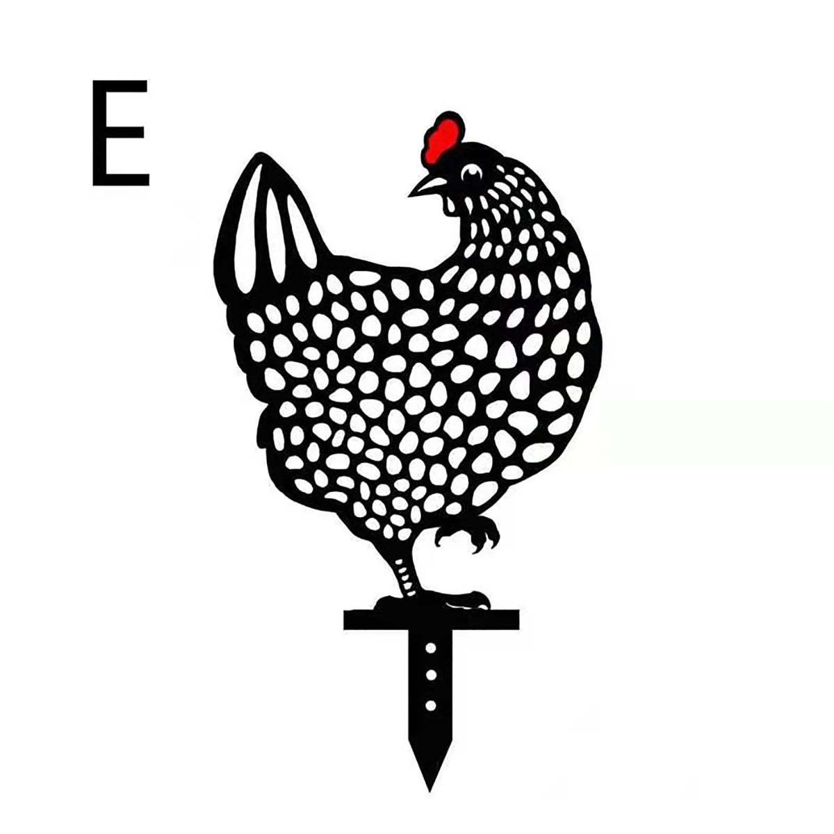 ornement jardin sculpture poule noire points blancs artisanal piquet métallique extérieur décoration