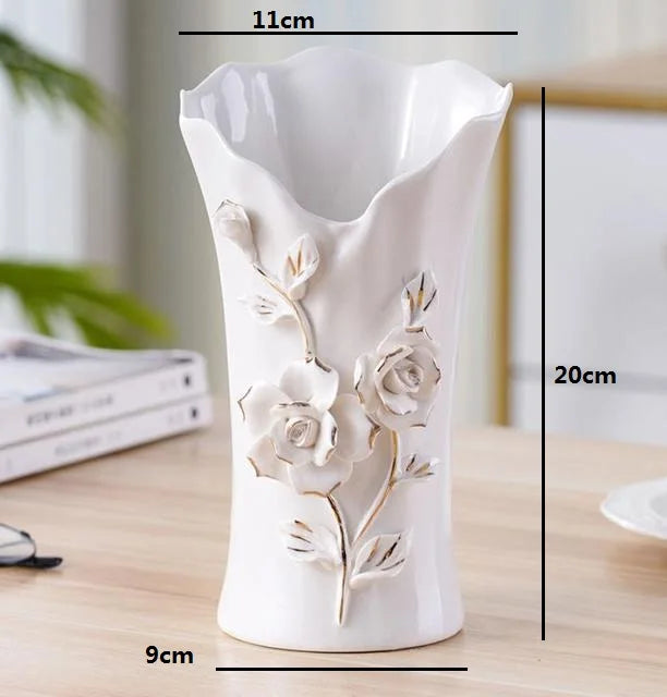 vase porcelaine céramique fleurs relief blanc classique moderne décoration table