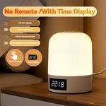lampe chevet tactile rechargeable affichage heure beige blanc moderne