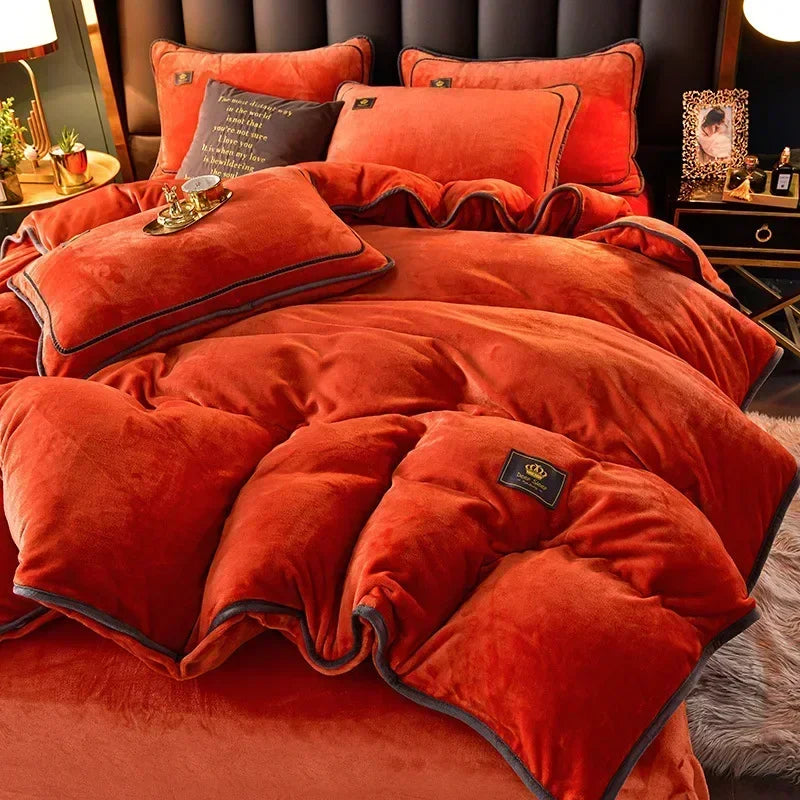 housse couette taies d'oreiller drap molleton velours doux moderne élégant beige violet jaune orange
