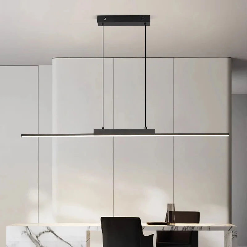 suspension lumineuse led ligne noir moderne minimaliste salle manger salon chambre principal