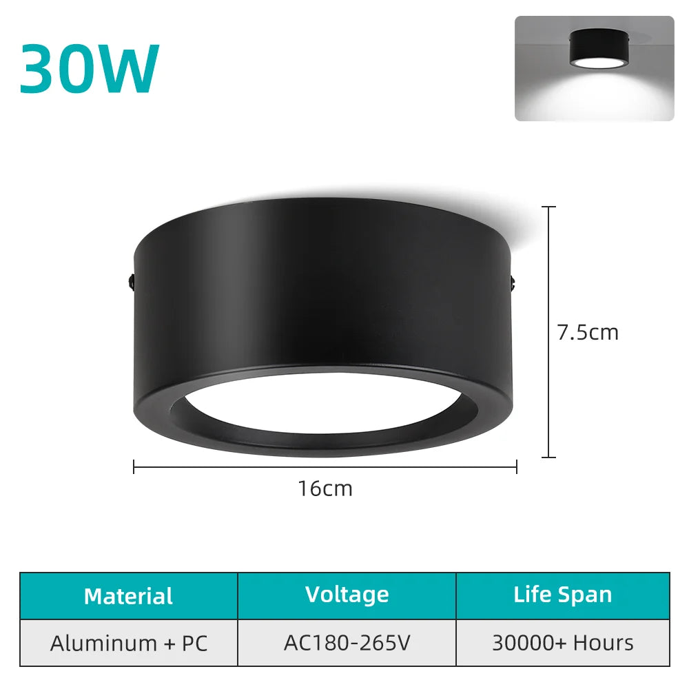 Lampe led ultra mince moderne blanc surface montée 20w 30w 10 15 sources rond