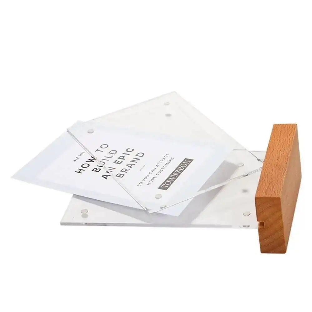 porte menu moderne acrylique bois clair fixation transparent support documents vertical horizontal