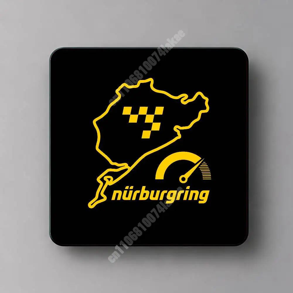 autocollant magnétique nürburgring circuit noir jaune doré moderne graphique réutilisable réfléchissant