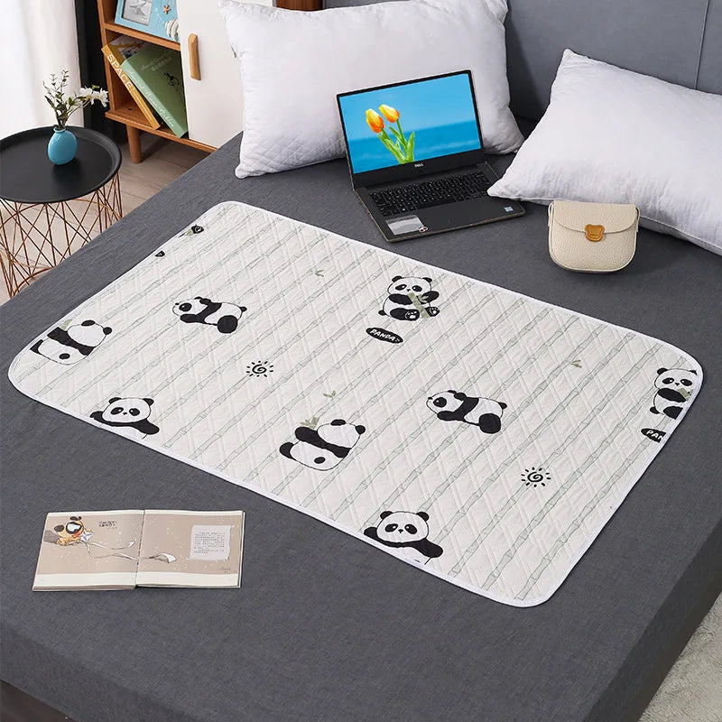tapis jeu enfant moderne dinosaures pandas fleurs blanc orange vert