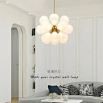 lampe suspendue moderne boules verre blanc doré néon haute luminosité contemporain