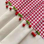 rideau carreaux rouge blanc vintage opacité cerises relief maison polyester