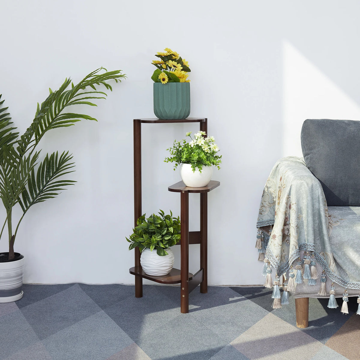 étagère plantes bambou niveaux brun minimaliste moderne balcon jardin patio