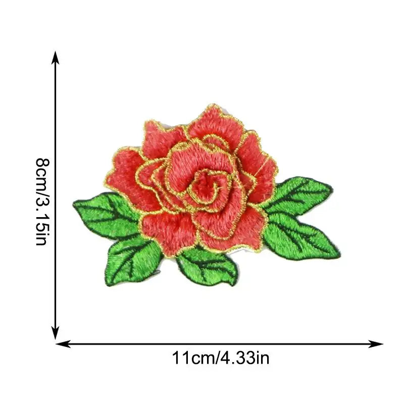 broderies 3d fleurs roses pivoines adhésif transparents motifs floraux couleurs bleues vertes rouges jaunes